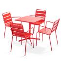 Tavolo da giardino quadrato da bistrot pieghevole 70 x 70 cm e 4 sedie con braccioli in metallo