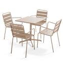 Tavolo da giardino quadrato da bistrot pieghevole 70 x 70 cm e 4 sedie con braccioli in metallo