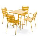 Tavolo da giardino quadrato da bistrot pieghevole 70 x 70 cm e 4 sedie con braccioli in metallo