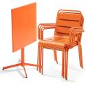 Tavolo da giardino quadrato da bistrot pieghevole 70 x 70 cm e 4 sedie con braccioli in metallo