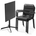 Tavolo da giardino quadrato da bistrot pieghevole 70 x 70 cm e 4 sedie con braccioli in metallo
