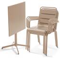 Tavolo da giardino quadrato da bistrot pieghevole 70 x 70 cm e 4 sedie con braccioli in metallo