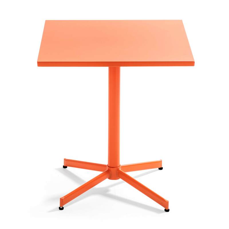 Tavolo da giardino quadrato da bistrot pieghevole 70 x 70 cm e 4 sedie con braccioli in metallo