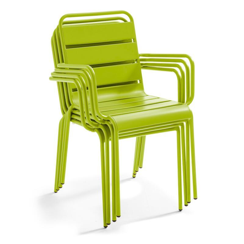 Tavolo da giardino quadrato da bistrot pieghevole 70 x 70 cm e 4 sedie con braccioli in metallo
