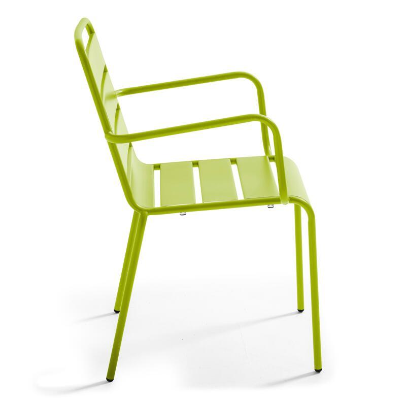 Tavolo da giardino quadrato da bistrot pieghevole 70 x 70 cm e 4 sedie con braccioli in metallo