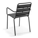 Tavolo da giardino quadrato da bistrot pieghevole 70 x 70 cm e 4 sedie con braccioli in metallo