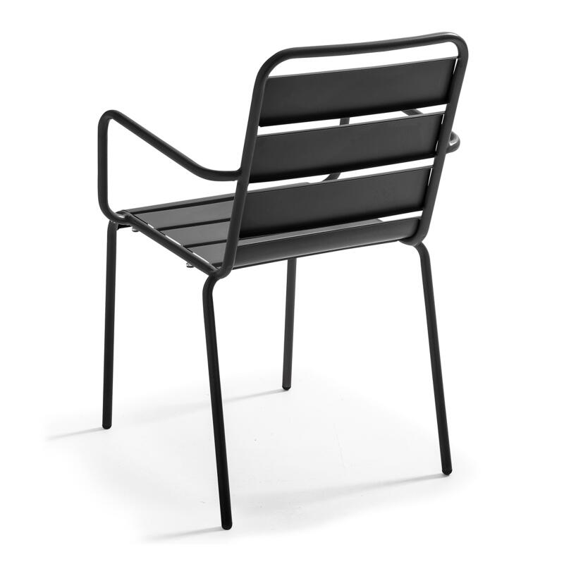 Tavolo da giardino quadrato da bistrot pieghevole 70 x 70 cm e 4 sedie con braccioli in metallo