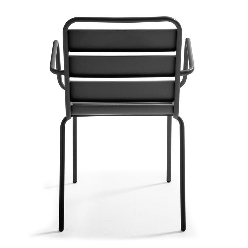 Tavolo da giardino quadrato da bistrot pieghevole 70 x 70 cm e 4 sedie con braccioli in metallo