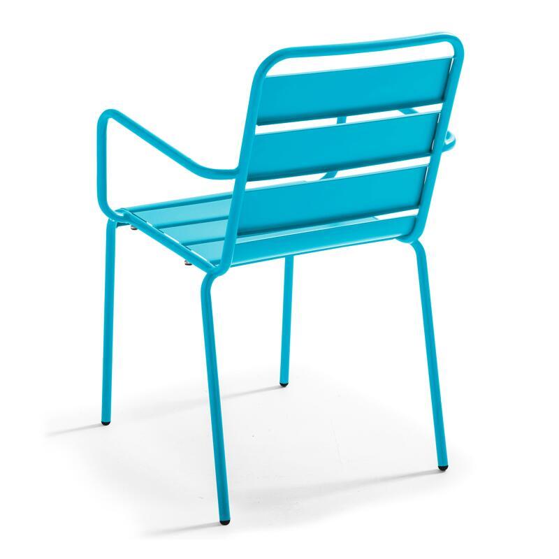 Tavolo da giardino quadrato da bistrot pieghevole 70 x 70 cm e 4 sedie con braccioli in metallo