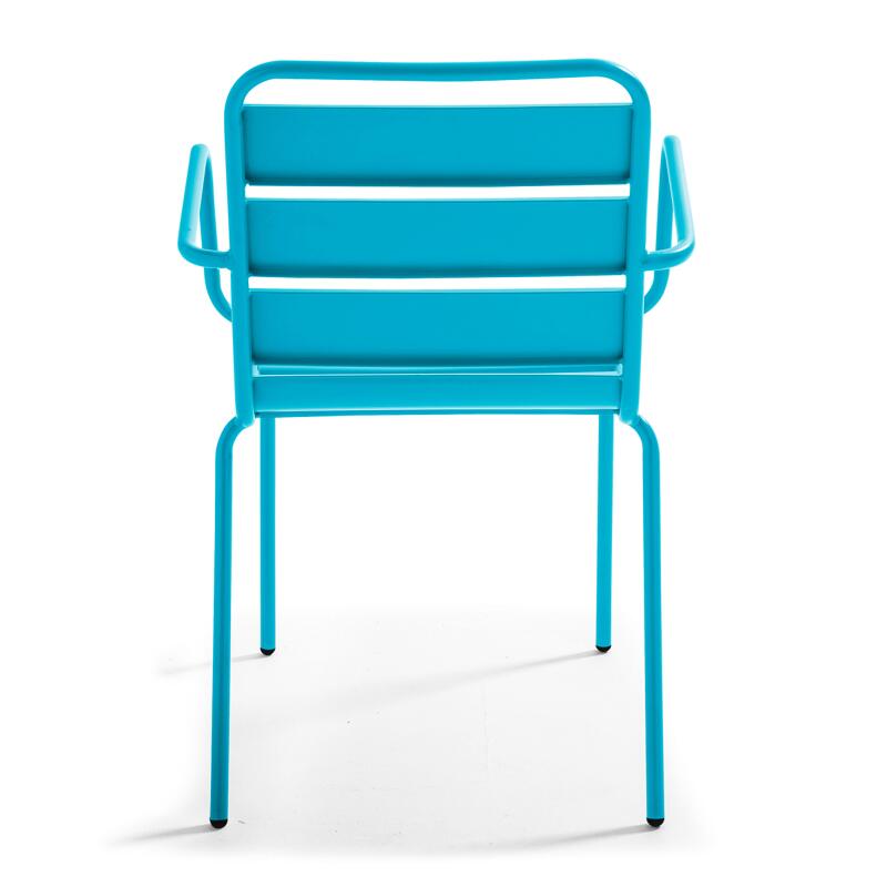 Tavolo da giardino quadrato da bistrot pieghevole 70 x 70 cm e 4 sedie con braccioli in metallo