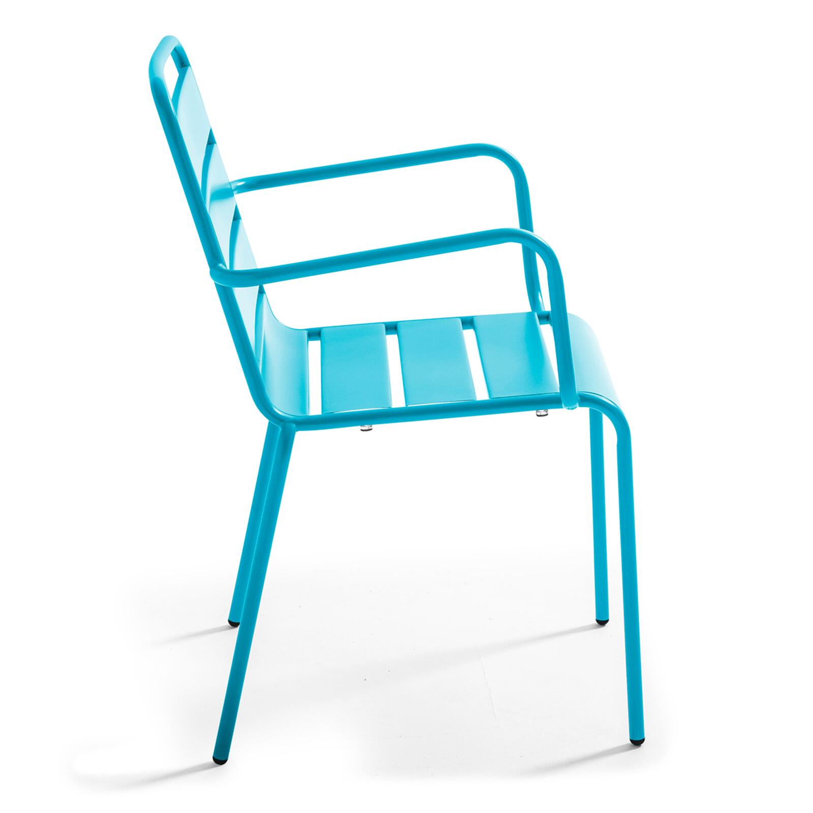 Tavolo da giardino quadrato da bistrot pieghevole 70 x 70 cm e 4 sedie con braccioli in metallo