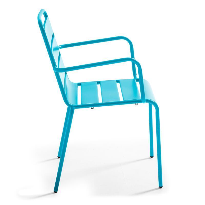 Tavolo da giardino quadrato da bistrot pieghevole 70 x 70 cm e 4 sedie con braccioli in metallo