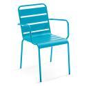 Tavolo da giardino quadrato da bistrot pieghevole 70 x 70 cm e 4 sedie con braccioli in metallo