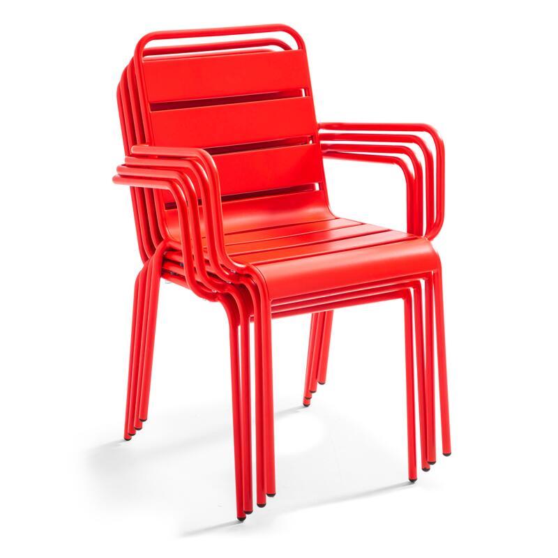 Tavolo da giardino quadrato da bistrot pieghevole 70 x 70 cm e 4 sedie con braccioli in metallo