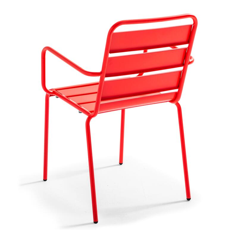 Tavolo da giardino quadrato da bistrot pieghevole 70 x 70 cm e 4 sedie con braccioli in metallo