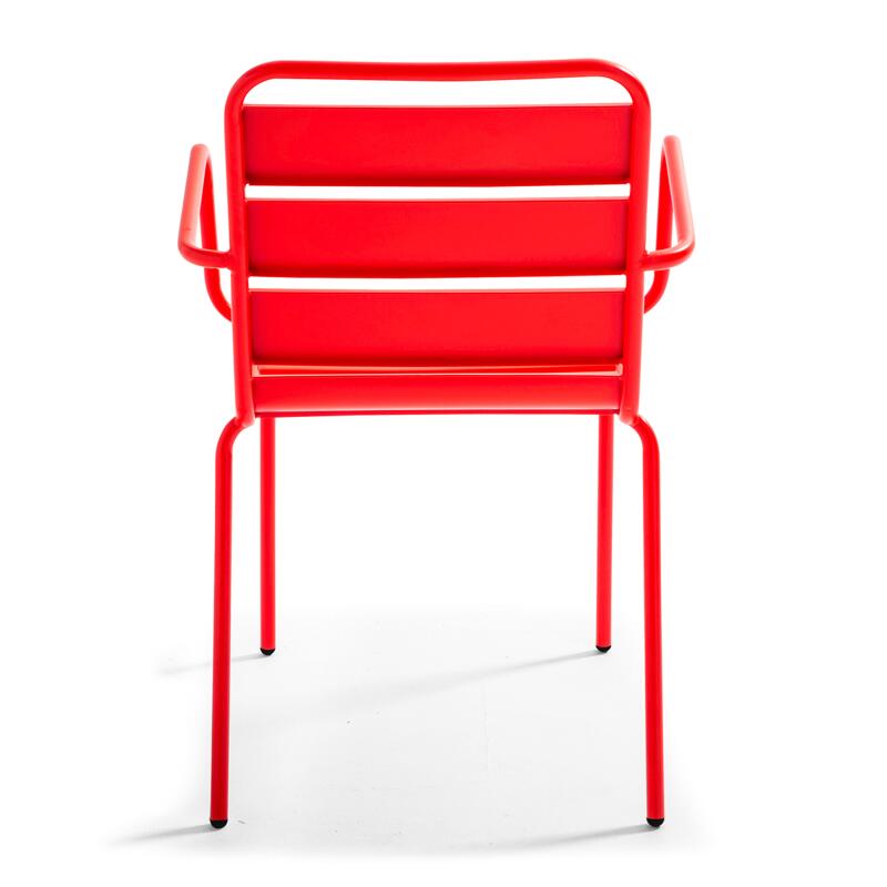 Tavolo da giardino quadrato da bistrot pieghevole 70 x 70 cm e 4 sedie con braccioli in metallo