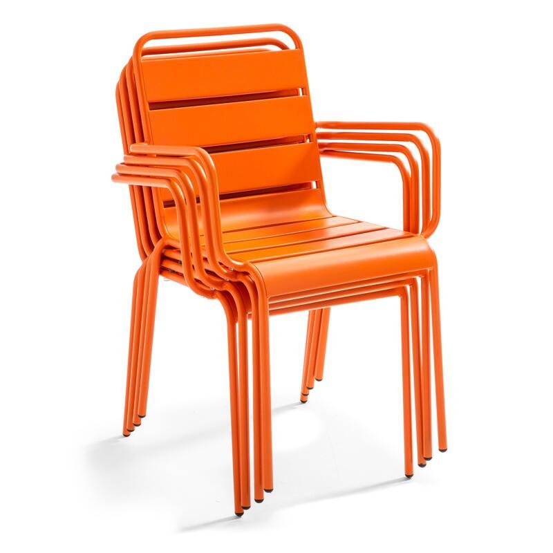 Tavolo da giardino quadrato da bistrot pieghevole 70 x 70 cm e 4 sedie con braccioli in metallo
