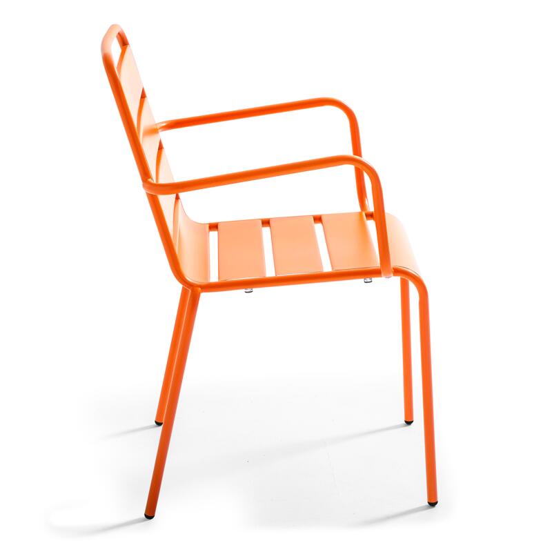 Tavolo da giardino quadrato da bistrot pieghevole 70 x 70 cm e 4 sedie con braccioli in metallo
