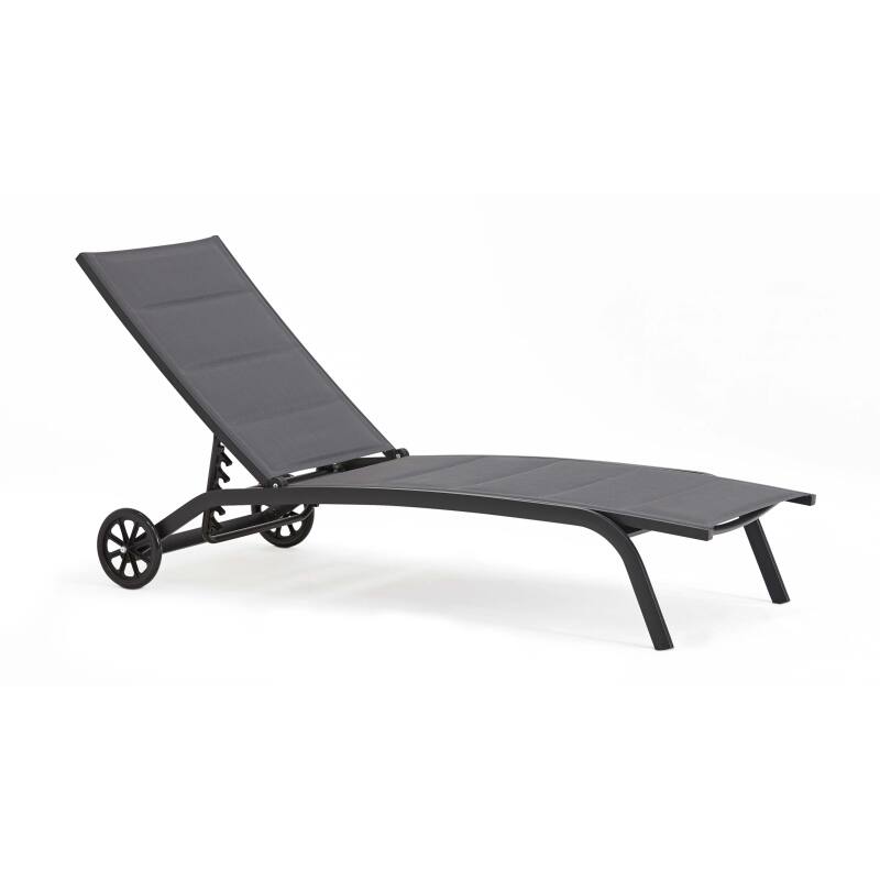 Set di 2 lettini prendisole in alluminio con ruote, reclinabili in 4 posizioni