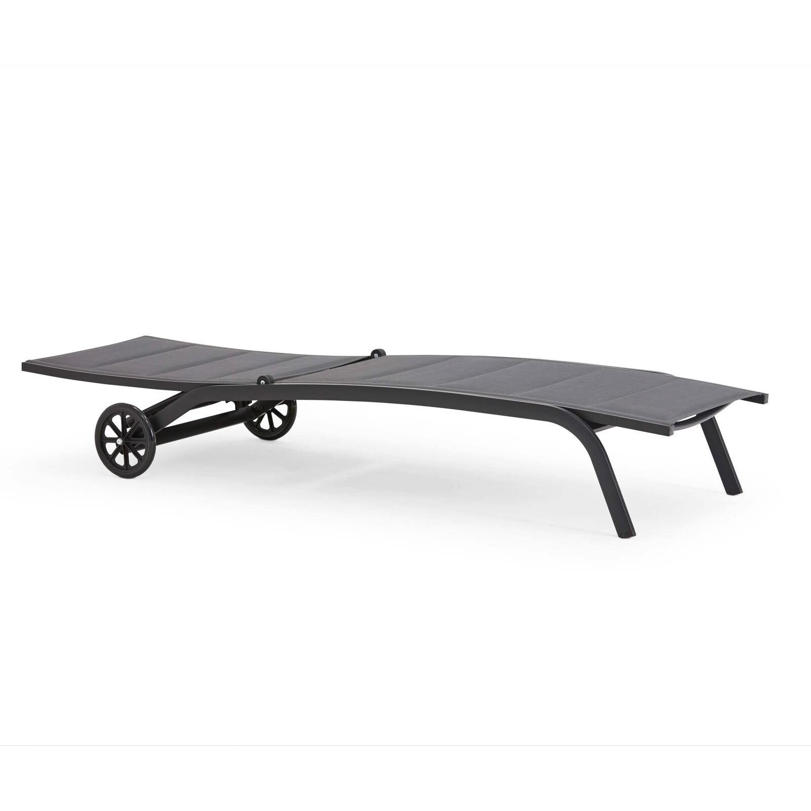 Set di 2 lettini prendisole in alluminio con ruote, reclinabili in 4 posizioni