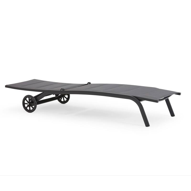 Set di 2 lettini prendisole in alluminio con ruote, reclinabili in 4 posizioni