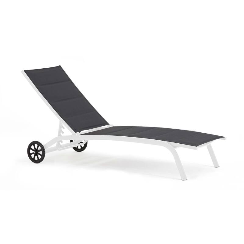 Set di 2 lettini prendisole in alluminio con ruote, reclinabili in 4 posizioni