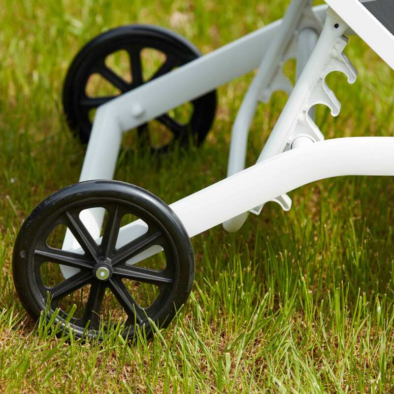 Set di 2 lettini prendisole in alluminio con ruote, reclinabili in 4 posizioni (4/5)