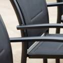2 sedie da giardino con braccioli neri in alluminio e Textilene