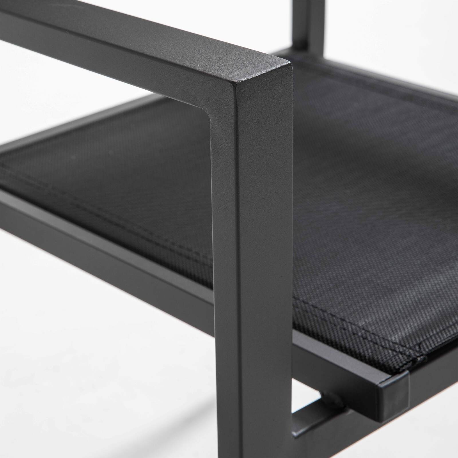 2 sedie da giardino con braccioli neri in alluminio e Textilene