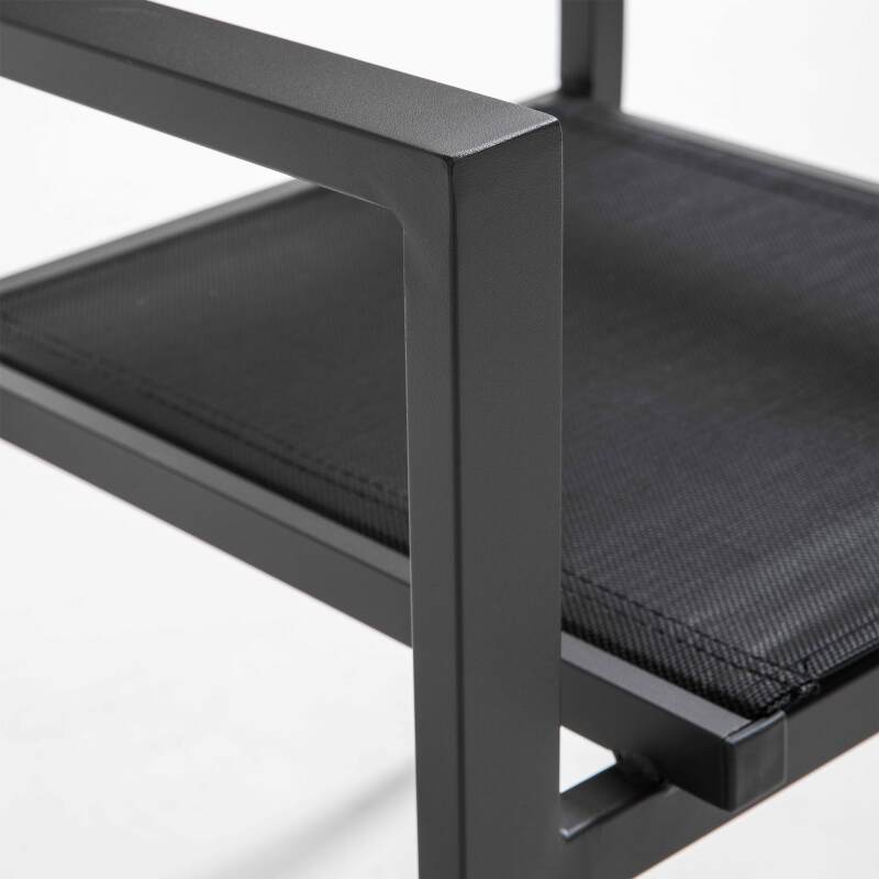 2 sedie da giardino con braccioli neri in alluminio e Textilene