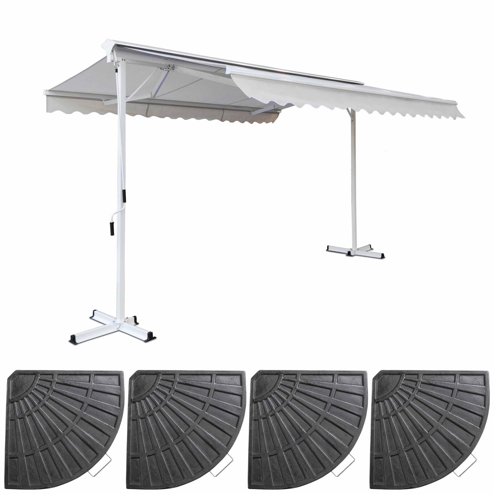 Tenda da sole doppia inclinazione (3 x 4 m) + 4 lastre di zavorra Tenda da sole doppia inclinazione (3 x 4 m) + 4 lastre di zavorra