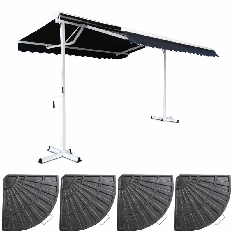 Tenda da sole doppia inclinazione (3 x 4 m) + 4 lastre di zavorra