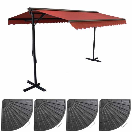 Tenda da sole doppia inclinazione (3 x 4 m) + 4 lastre di zavorra