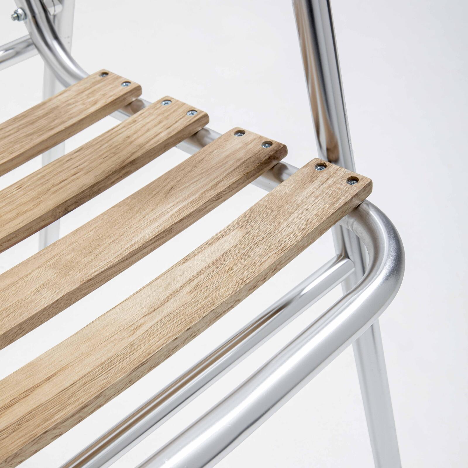 Sedia da giardino con braccioli in legno e alluminio