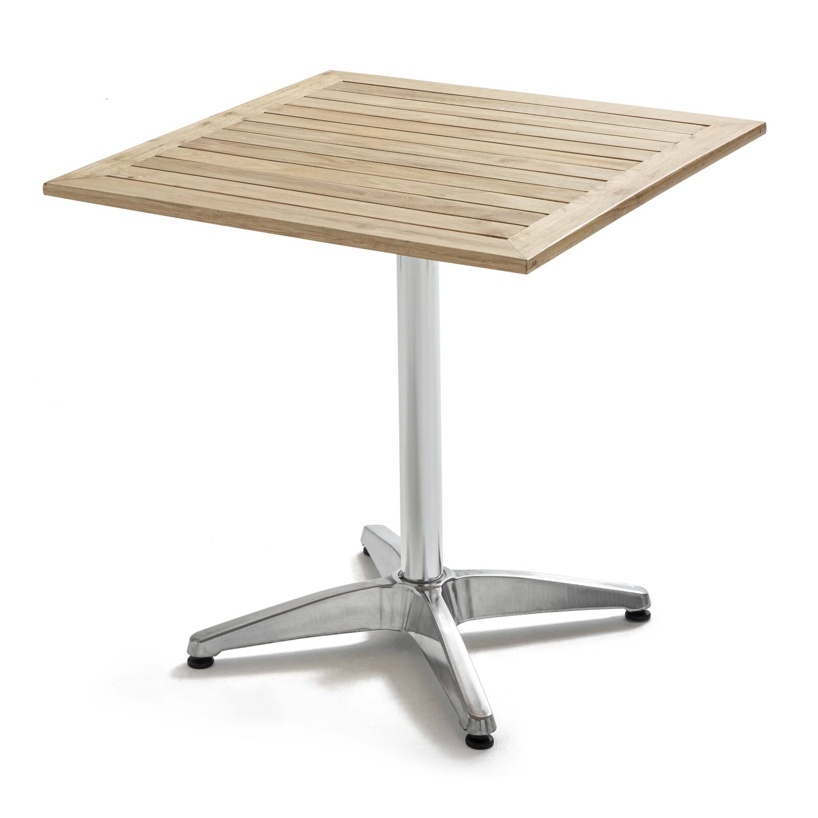 Tavolo da terrazza quadrato 70 x 70 cm e 2 sedie con braccioli in legno e alluminio