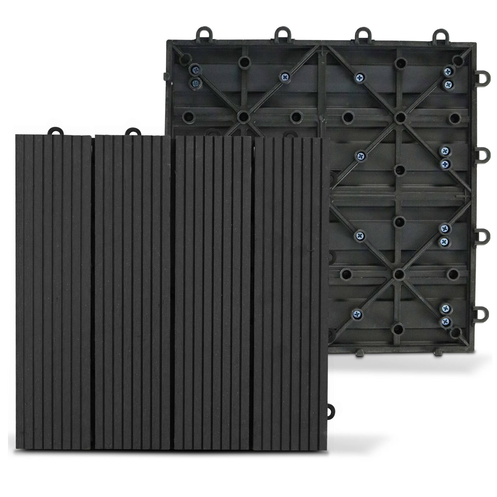 Set di pavimento ad incastro per esterno da ponte in legno composito clip-on