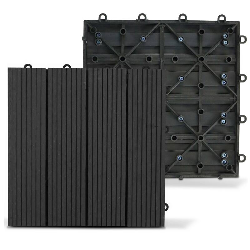 Set di pavimento ad incastro per esterno da ponte in legno composito clip-on