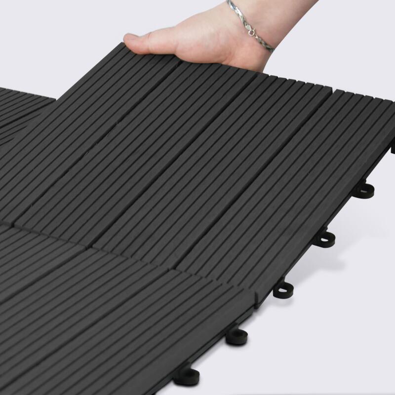 Set di pavimento ad incastro per esterno da ponte in legno composito clip-on