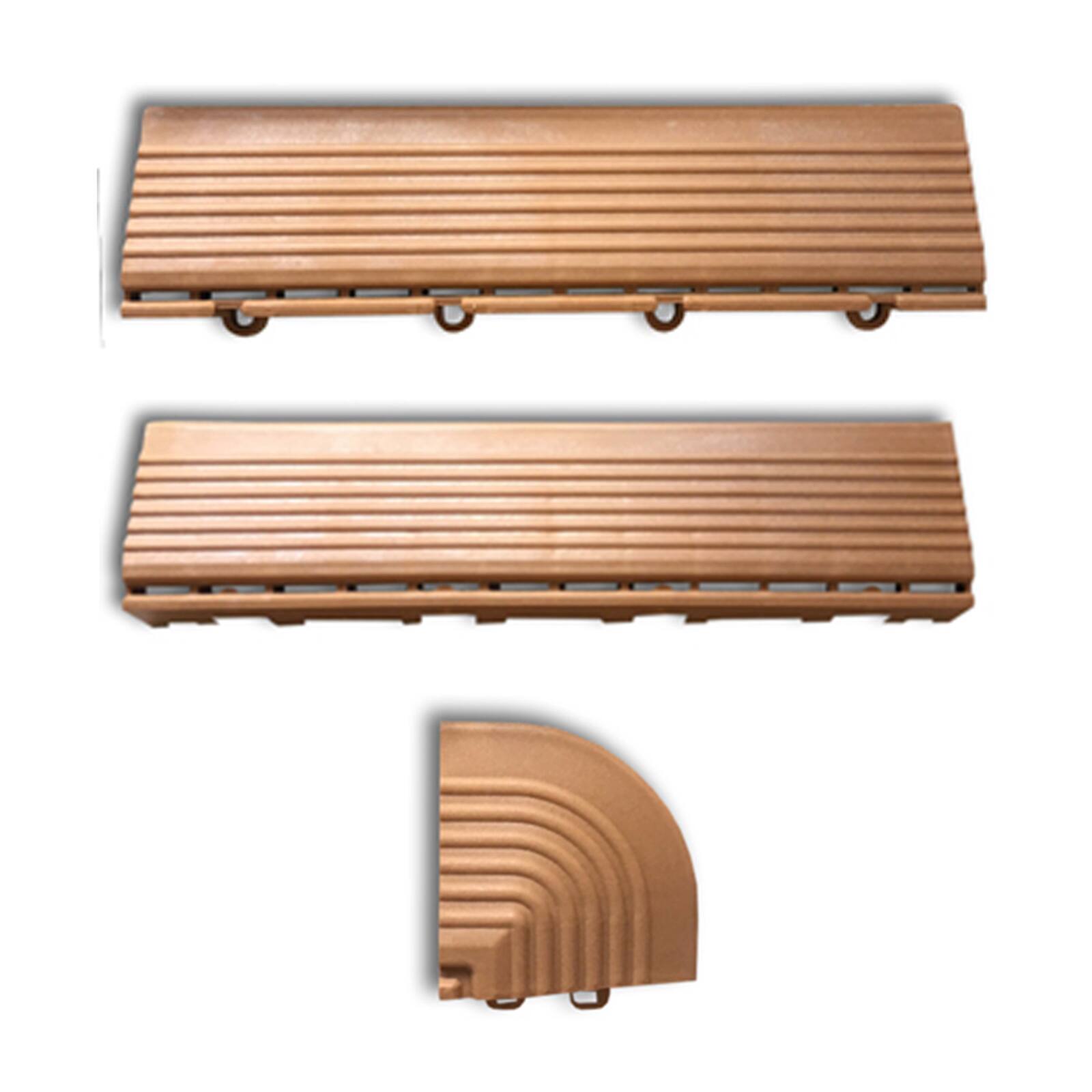 Angoli e bordi marroni per pavimento ad incastro per esterno