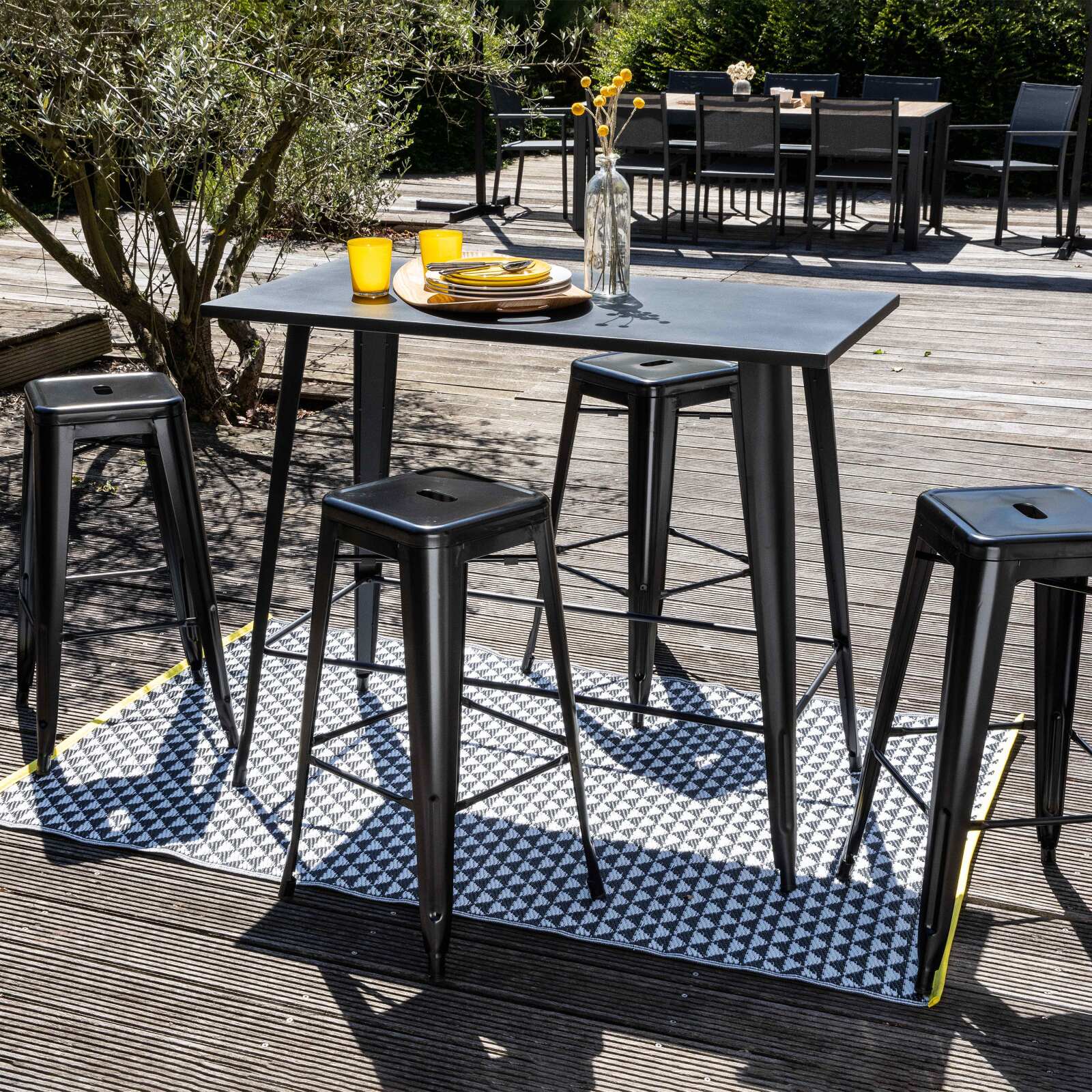 Tappeto da esterni rettangolare bifacciale in polipropilene a fantasia