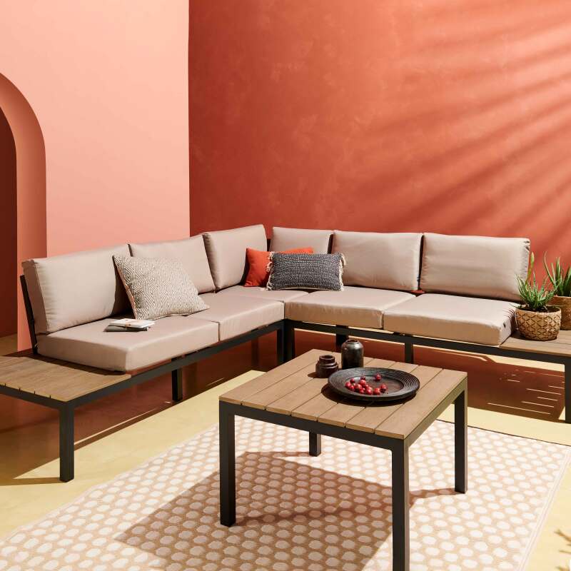 Tappeto rettangolare da esterno con motivo bifacciale in polipropilene