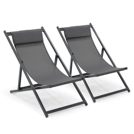 Set di 2 sedie sdraio reclinabili in alluminio e textilene | Oviala
