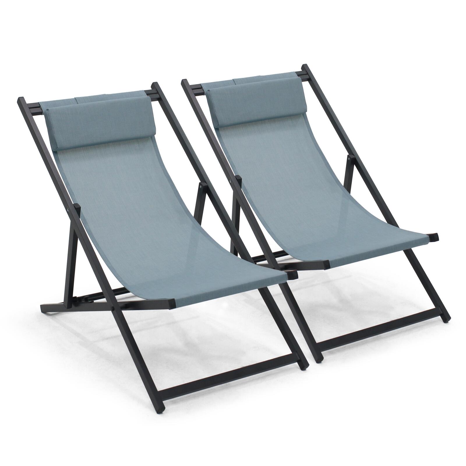 Set di 2 sedie sdraio in alluminio reclinabili a 4 posizioni Set di 2 sedie sdraio in alluminio reclinabili a 4 posizioni