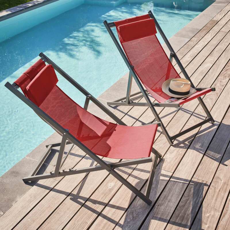 Set di 2 sedie sdraio in alluminio reclinabili a 4 posizioni - Lifestyle