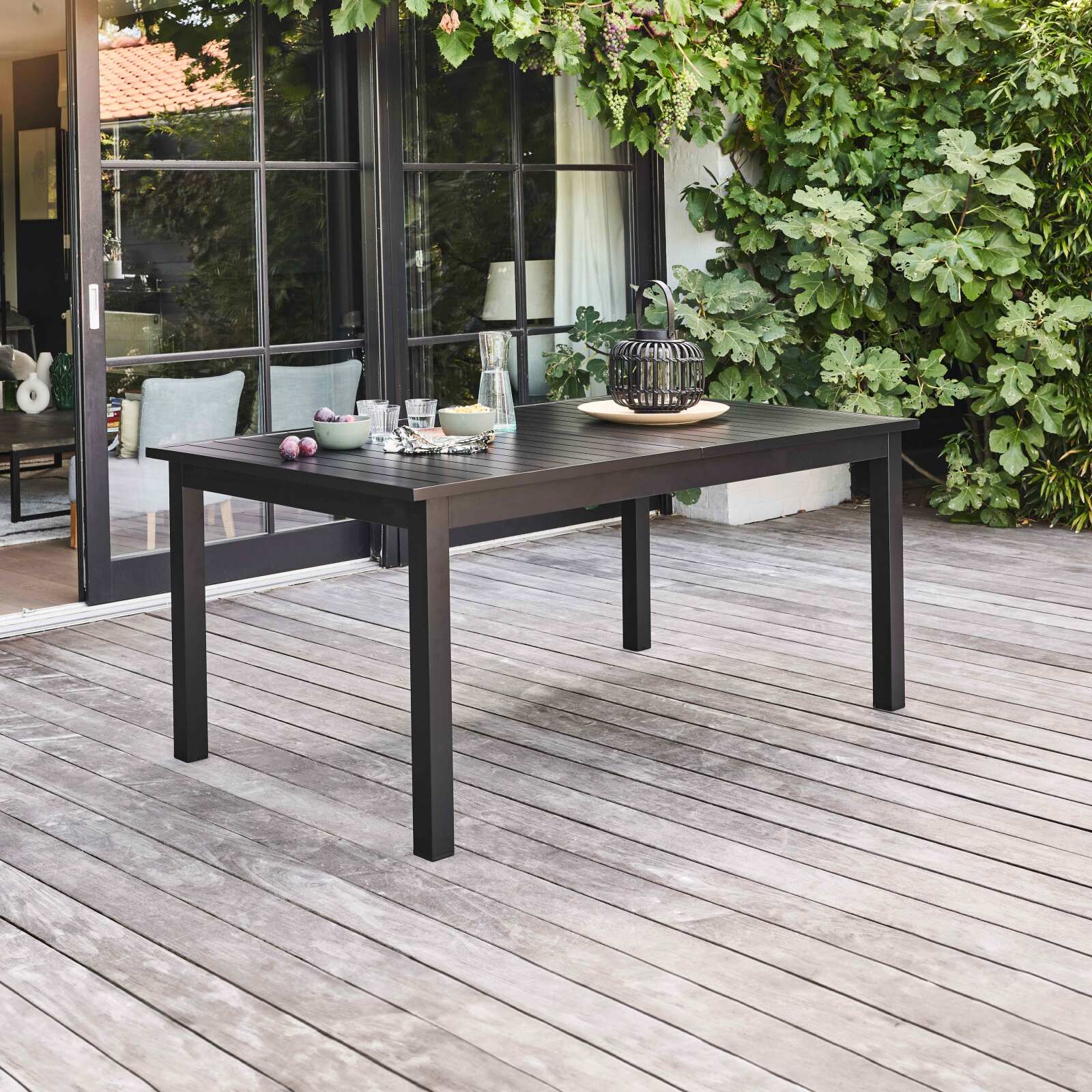 Tavolo da giardino rettangolare allungabile (174/238 x 100 x 74 cm) in alluminio nero