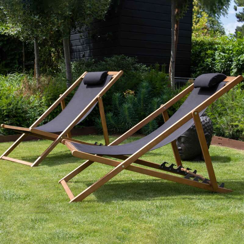 Set di 2 sedie sdraio reclinabili in eucalipto FSC® (5/7)