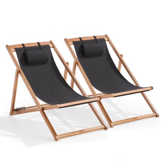 Set di 2 sedie sdraio reclinabili in eucalipto FSC®