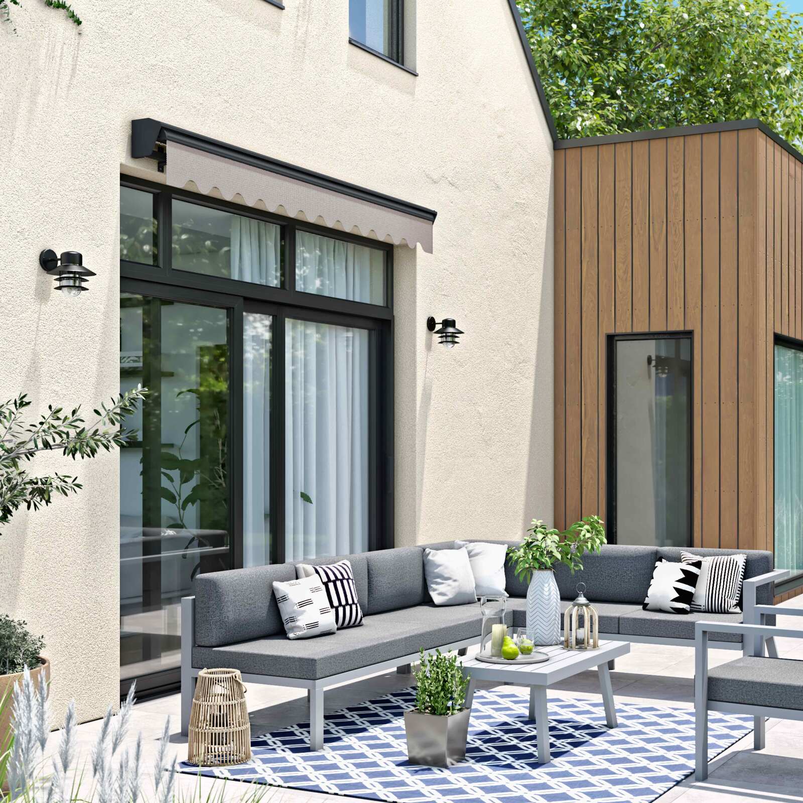 Tenda da sole a bracci 2,50 x 2 m con cassonetto semi-integrale