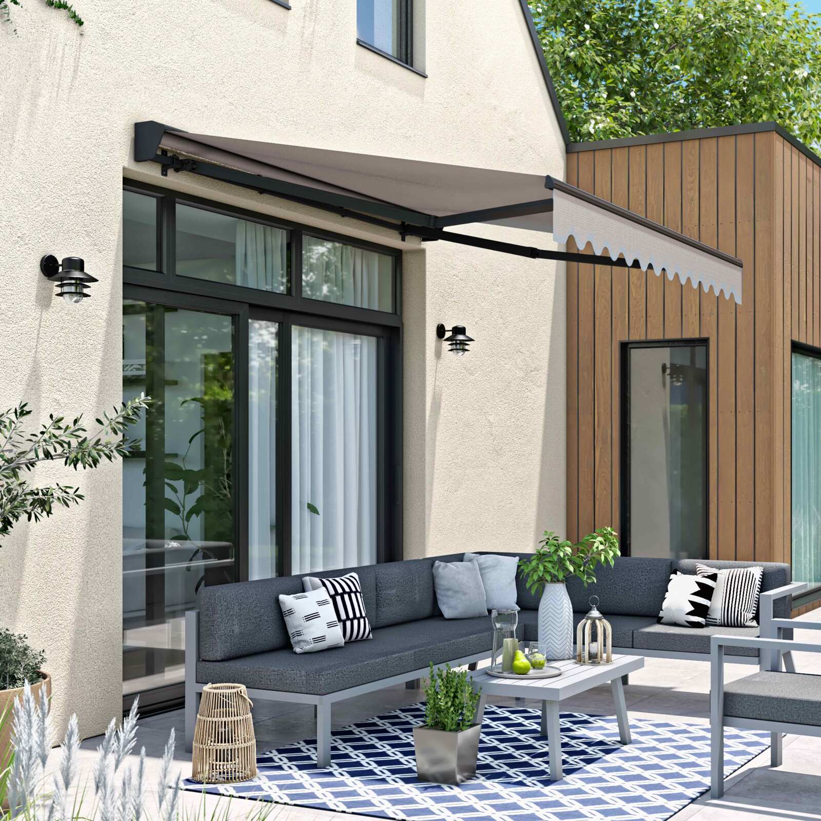 Tenda da sole a bracci 2,50 x 2 m con cassonetto semi-integrale