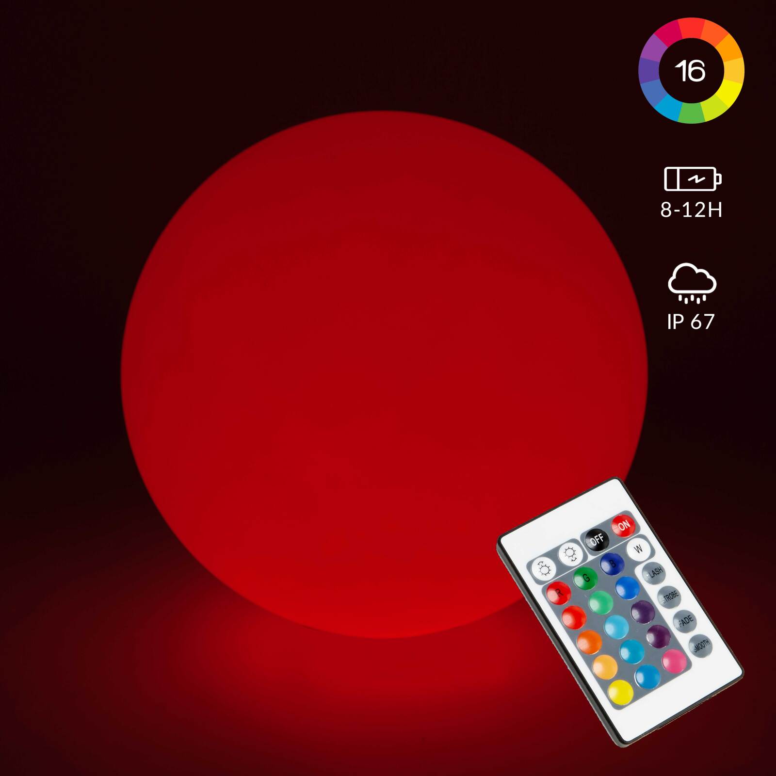 Palla LED multicolore con telecomando Ø40 cm